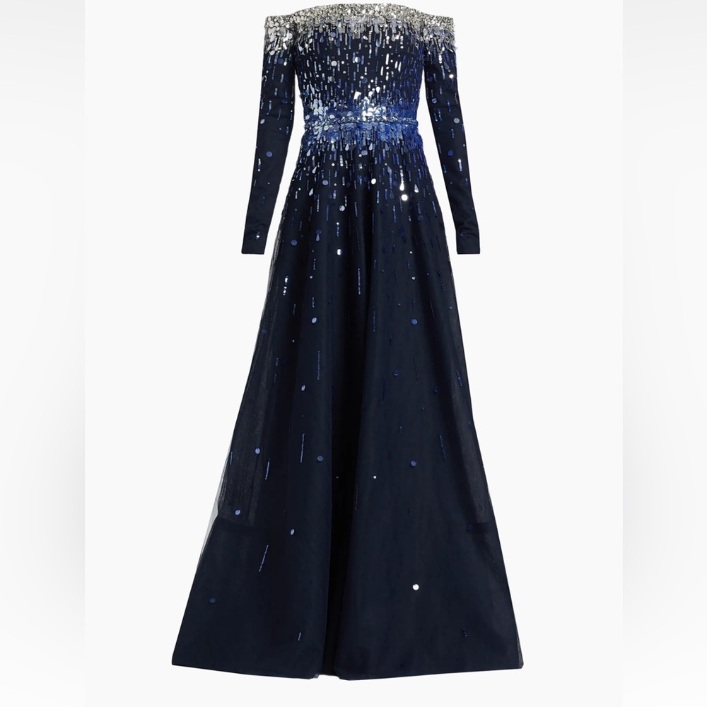 Pamella Roland Midnight Blue Sequin Gown